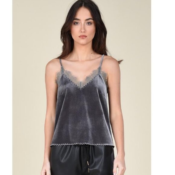 NWT Velvet Lace Camisole | Gray | Molly Bracken | - Picture 2 of 4